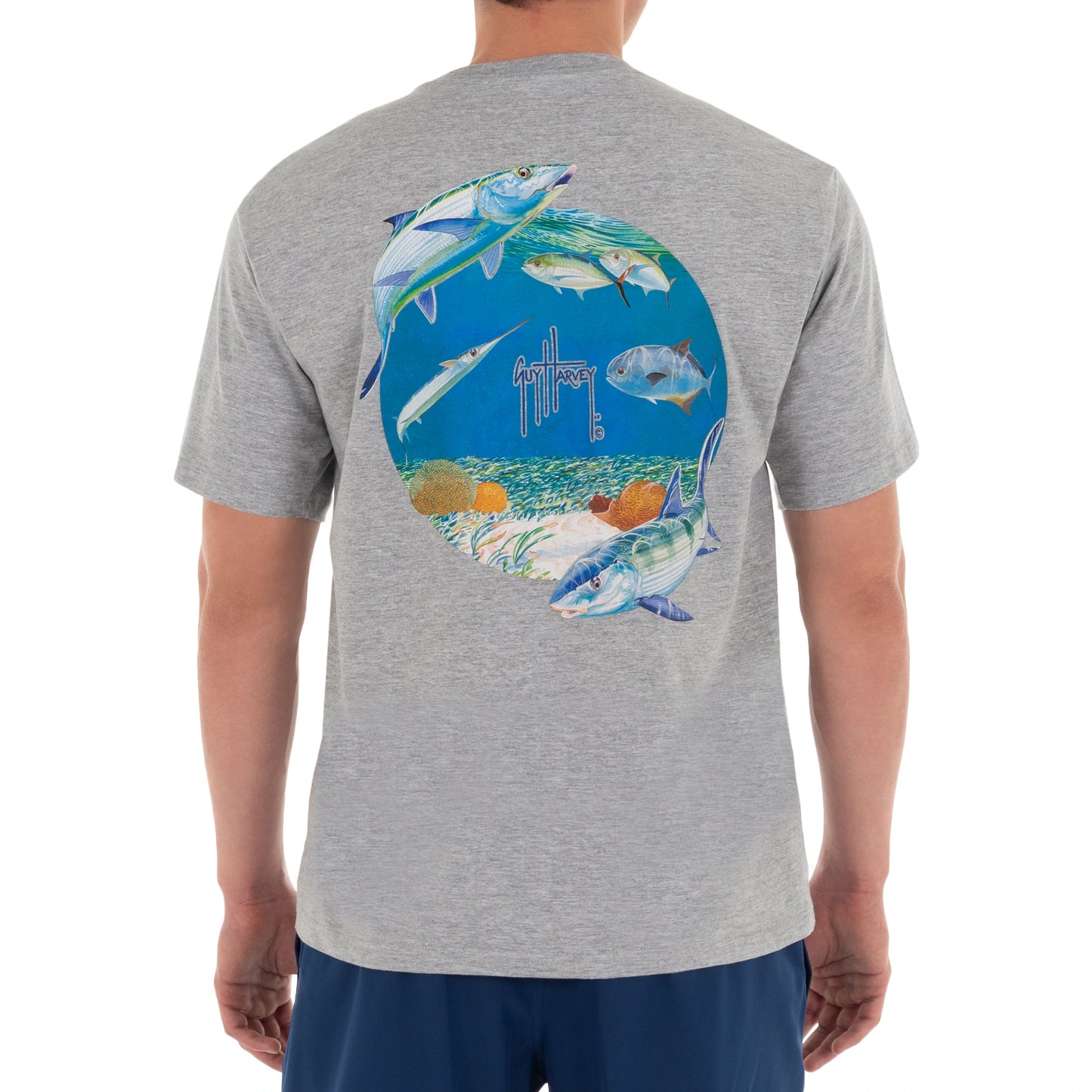 Men's Bonefish Catch II Short Sleeve Pocket Grey T-Shirt