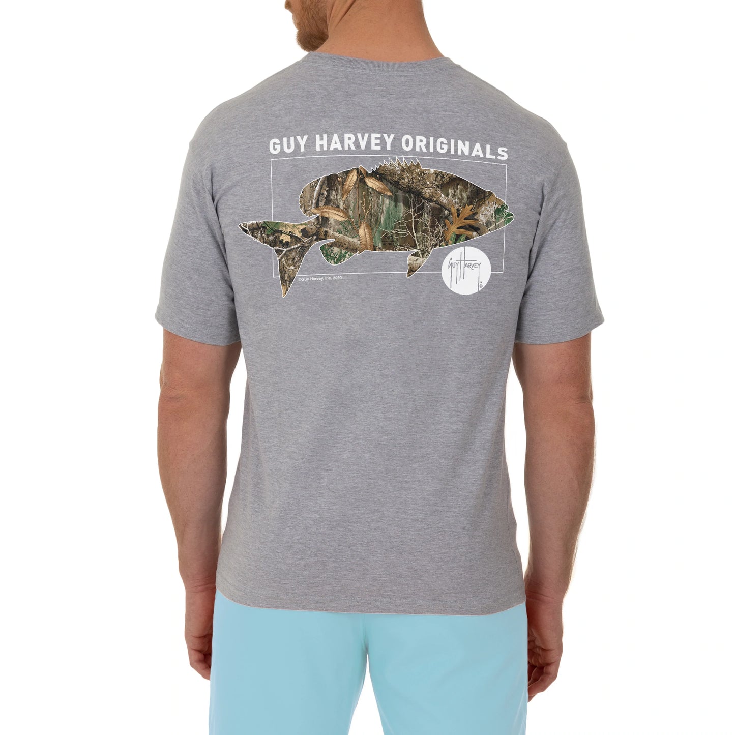 Men's Bass Circle Realtree Grey Short Sleeve Pocket T-Shirt
