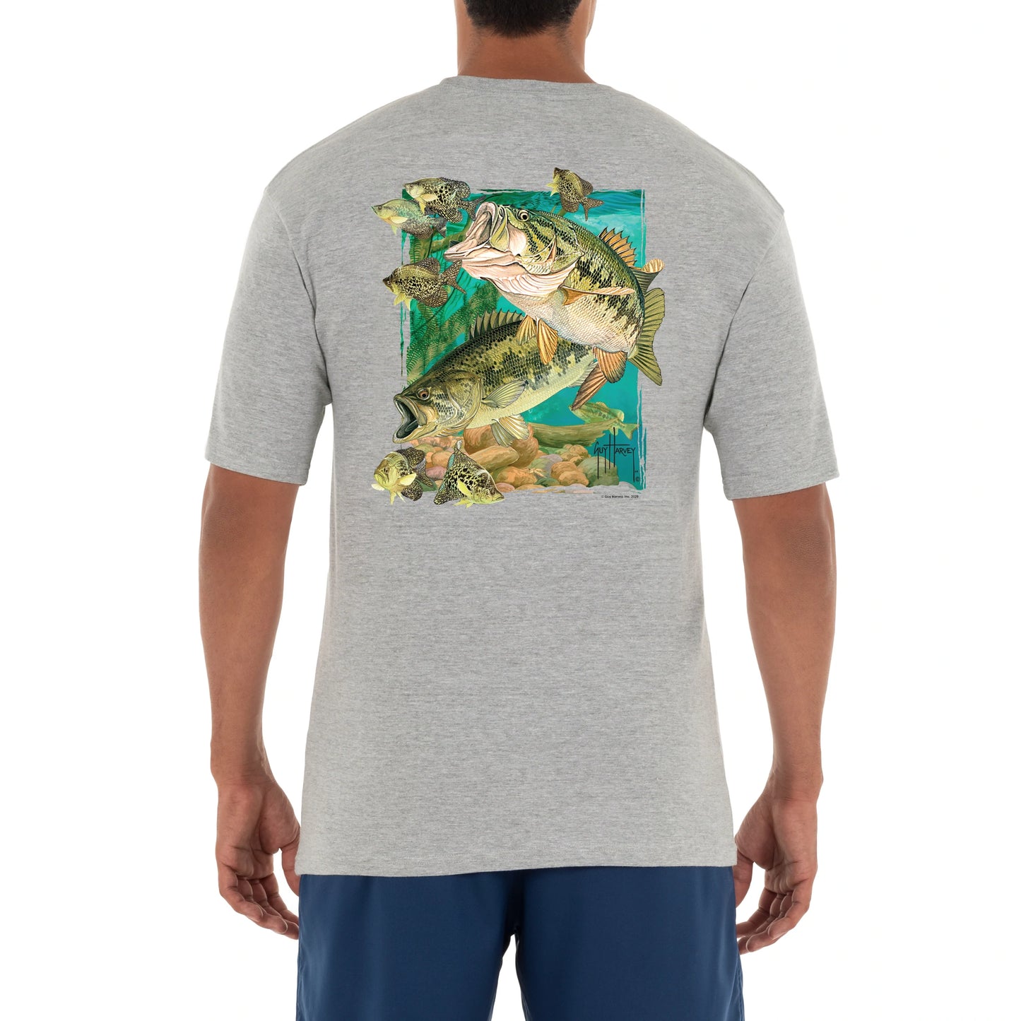 Men Freshwater Largemouth Lunge Bass Short Sleeve Pocket T-Shirt