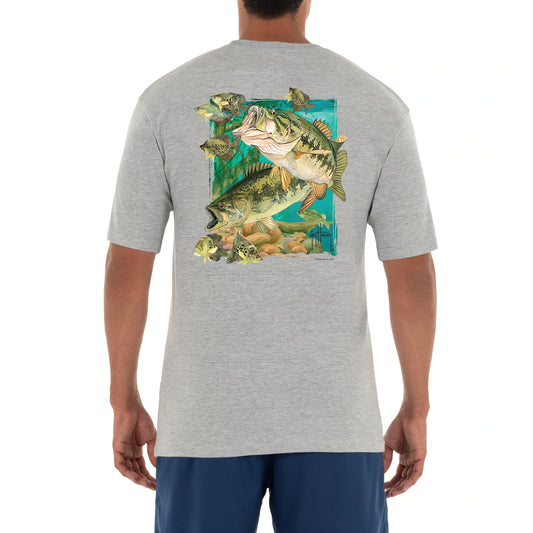 Men Freshwater Largemouth Lunge Bass Short Sleeve Pocket T-Shirt