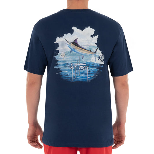 Men's Blue And Bertram Short Sleeve Pocket Navy T-Shirt