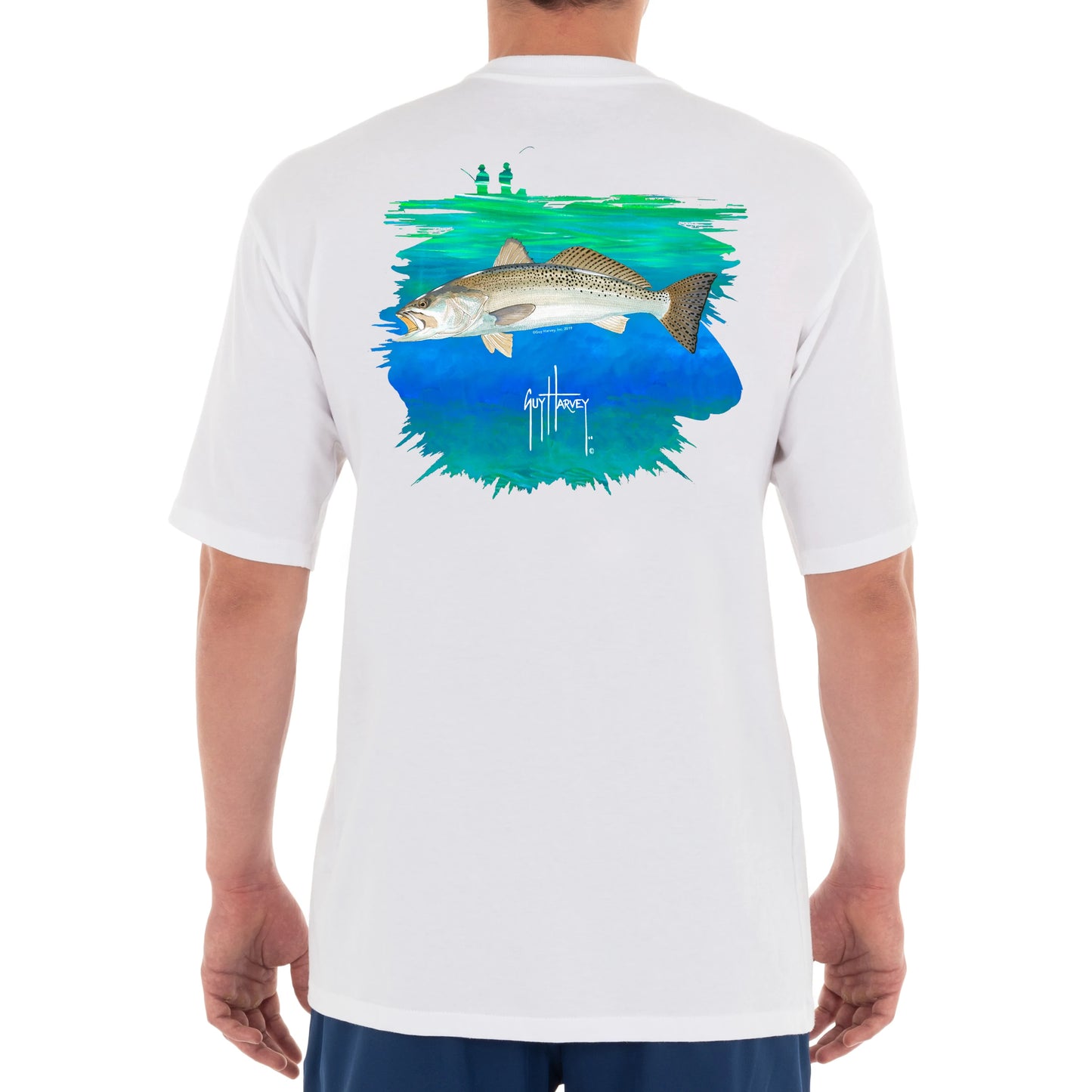 Men's Inshore Catch Trout Short Sleeve White T-Shirt
