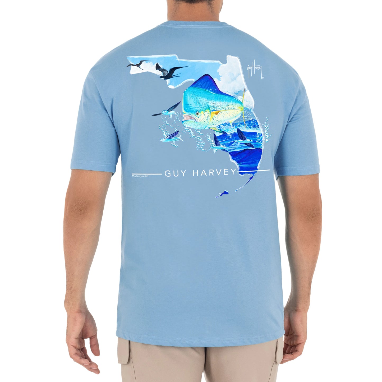 Men's Florida Mahi Short Sleeve Pocket Blue T-Shirt